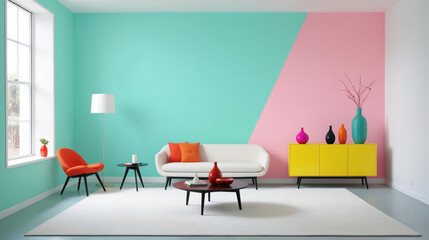 Wall Mural - Creative Space Design with High Saturation Contrast Colors