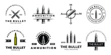 Set Bullet Ammunition Vintage Logo, Icon And Symbol, With Emblem Vector Illustration Design