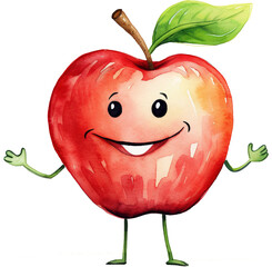 Wall Mural - Cartoon apple isolated on transparent background