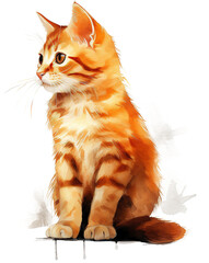 Wall Mural - Yellow cat portrait isolated on transparent background