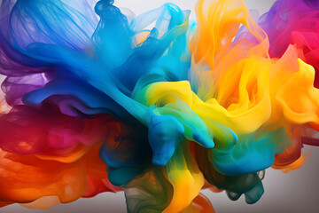 Wall Mural - abstract twisting rainbow paint cloud background