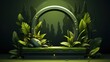 © MI coco - Circle Wooden Plinth Tropical Forest Product, Flat Design Style, Pop Art , Wallpaper Pictures, Background Hd