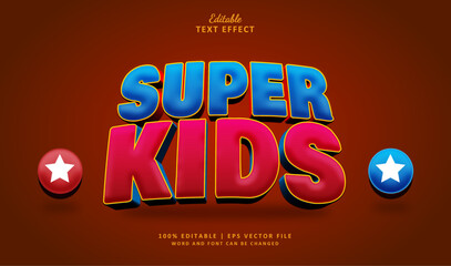 Wall Mural - Super Kids Editable Text Effect 3d Style Superhero Comic