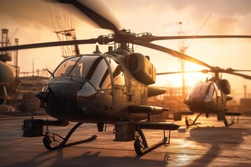 Wall Mural - military war helicopter ready to take off