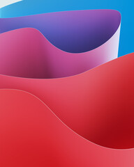 Canvas Print - Pink purple blue gradient wave pattern fold texture wallpaper design curve line 3d illustration render digital rendering