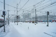 Der Münchner Hauptbahnhof tief verschneit