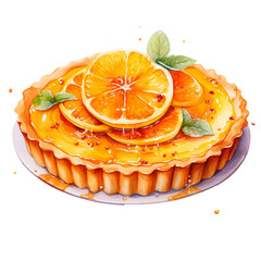 Canvas Print - orange tart watercolor illustration