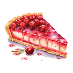 Sticker - cranberry pie slice watercolor illustration