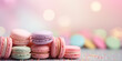 Create a sweet and elegant background with defocused pastel-colored macarons, adding a touch of sophistication to Mother's Day.