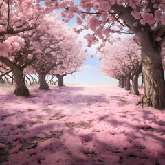 Canvas Print - A field of cherry blossoms in full bloom.