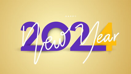 Wall Mural - 2024 font design for New Year's Day , on gold background , Number design template,  Vector illustration EPS 10