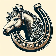 Illustration Of Horse And Horseshoe. Vintage Style. Ai Generate