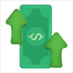 Poster - Dollar money with up arrow. Investment concept. Going up economy. Cost rising icon