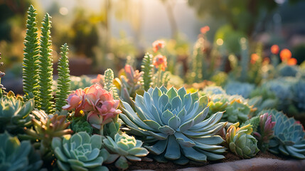 cactus flower in the garden,Echeveria elegans
