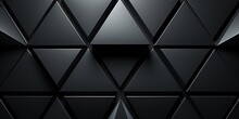 Polished, Semigloss Wall Background With Tiles. Triangular, Tile Wallpaper With Black Blocks.