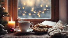 Cup Of Coffee With Christmas Cookies