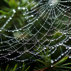  A spiderweb covered in morning dew