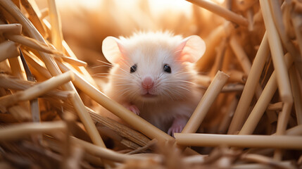 funny little mouse in straw