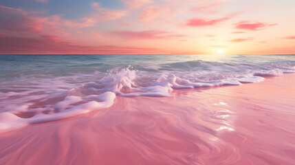 Wall Mural - Pink beach sunset view background