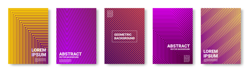 Poster - Abstract line posters. Colorful patterns. Line design creative background, modern graphic covers, shape elements, halftone gradients. Vertical web banners. Vector modern illustration