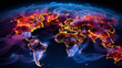 ozone layer. Colorful worldmap - Globe Map Silhouette in Flame Flare. Stop Fires Concept.  Ai