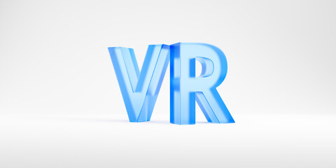 Poster - Large glass letters VR on light background, virtual reality concept