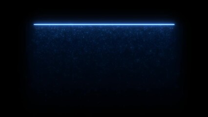 Poster - Animation of blue neon led lamp frame. Empty space, ultraviolet light, 80's retro style, fashion show stage, abstract background, illuminate frame design. Abstract cosmic vibrant backlight with snow