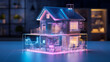small hologram of a modern house, smart home concept --ar 16:9 --v 5.2 Job ID: 8cdd409f-ff65-43b6-a3d7-e3d03c794461