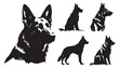 Alsatian dog breed, black and white patterns strokes, vector illustration