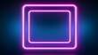 © Ziyan - Vector 3d render, square glowing in the dark, pink blue neon light, illuminate frame design. Abstract cosmic vibrant color backdrop. Glowing neon light. Neon frame with rounded corners.