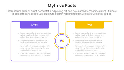 Wall Mural - fact vs myth comparison or versus concept for infographic template banner with box opposite outline with header with two point list information