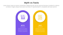 Fact Vs Myth Comparison Or Versus Concept For Infographic Template Banner With Round Shape On Top Vertical Box With Two Point List Information