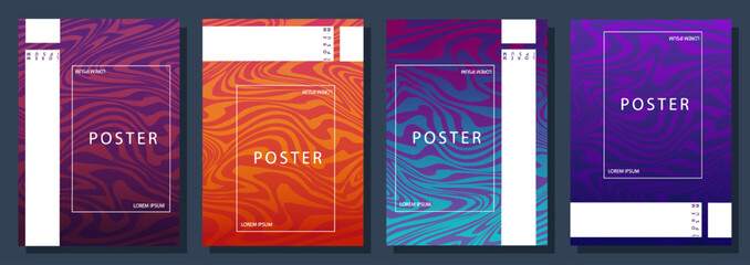 Wall Mural - colorful modern posters set. trendy orange and violet patterns. futuristic and cyberspace. flyer, bo