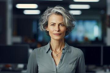 Generative AI conceptual portrait of successful business person man woman hacker programmer in office