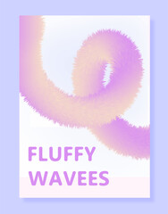 Wall Mural - fluffy waves poster. volumetric abstract geometric shape. flyer and booklet template. graphic elemen