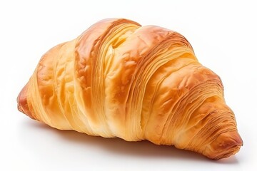 Close-up of fresh croissant isolated on white background