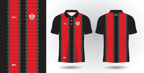 Wall Mural - red and black abstract polo sport shirt sublimation jersey template