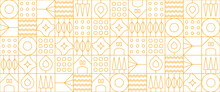 White And Yellow Vector Flat Design Nature Outline Geometric Mosaic Banners