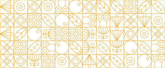White and yellow vector flat design nature outline geometric mosaic banners