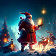 © Mayna-Rani - Illustration of Santa Claus in a Winter Wonderland cartoon AI-generated
