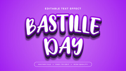 Poster - White and purple violet bastille day 3d editable text effect - font style