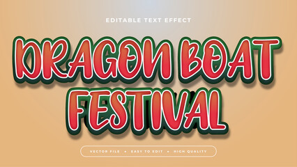 Poster - Beige green and red dragon boat festival 3d editable text effect - font style