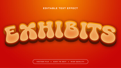 Poster - Brown orange and red exhibits 3d editable text effect - font style