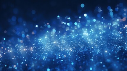 Poster - Abstract background of dark blue particles and soft blurred glow.