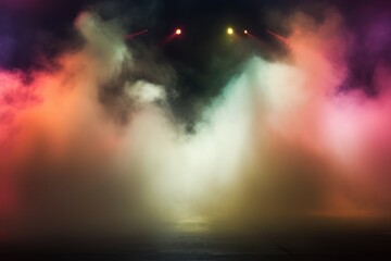 Poster - Stage lights illuminate the smoke at the studio.