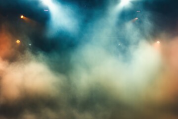 Poster - Stage lights illuminate the smoke at the studio.