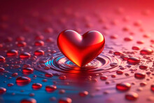 Happy Valentines Day Wallpaper. Valentines Day Background With Glowing Heart A 3D Effect On Dark Background.