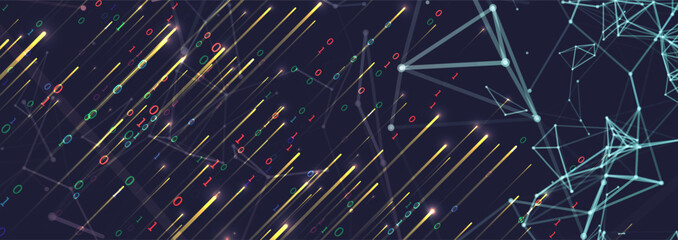Technology background. Big data concept. Binary computer code. Hand drawn vector illustration.