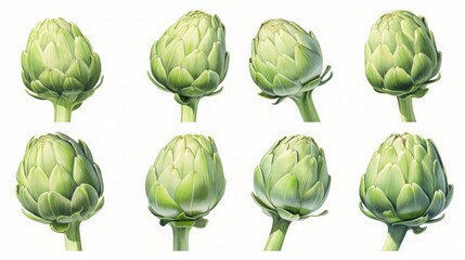 fresh artichoke on white background.