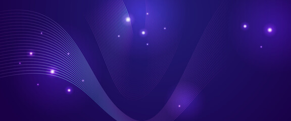 Wall Mural - blue and purple violet vector glowing technology wavy lines banner with technology style. modern shi
